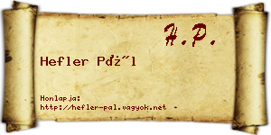 Hefler Pál névjegykártya